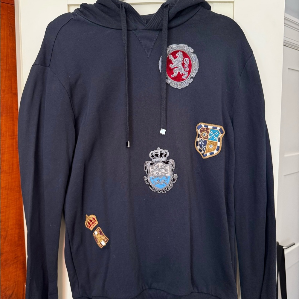 Men's Dolce & Gabbana Black Hoodie with Embroidered Patches